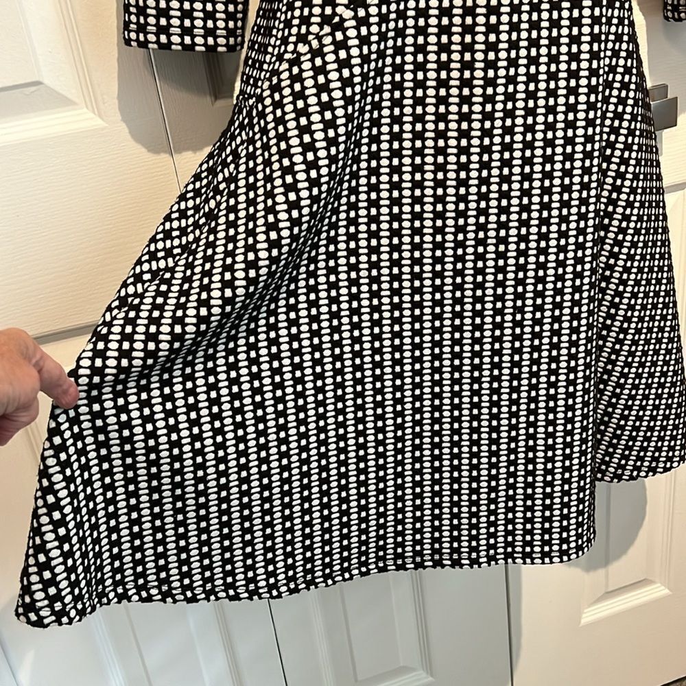 Calvin Klein‎ Black/White 3/4 Sleeve Fit & Flare Dress Size 4 - Picture 6 of 12